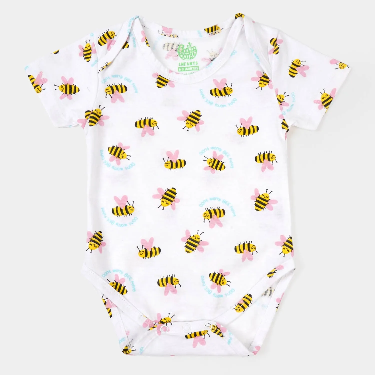 Infant Unisex Cotton Romper Bee Happy - White