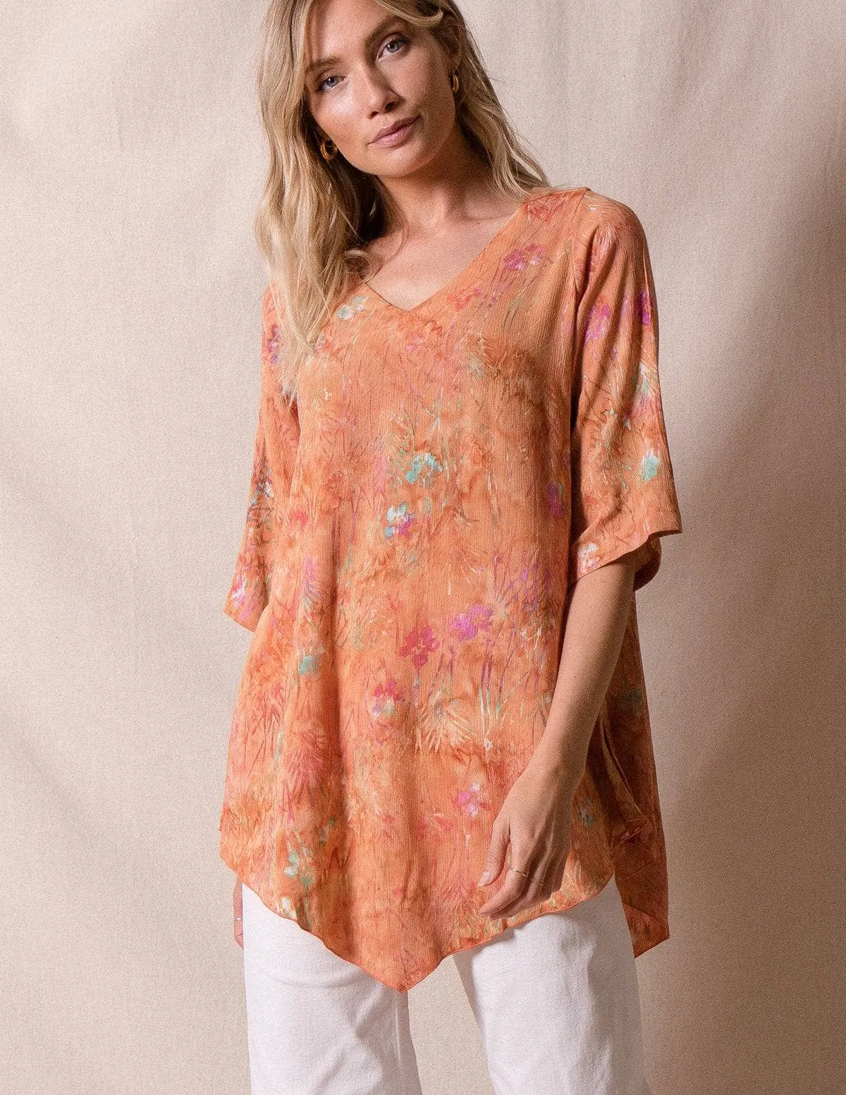 Island Batik Tunic - Apricot - XL Only