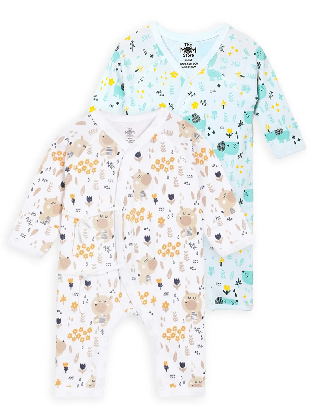 Jabla Style Infant Romper Combo of 2-Puppy in the Garden-Bear in the Garden