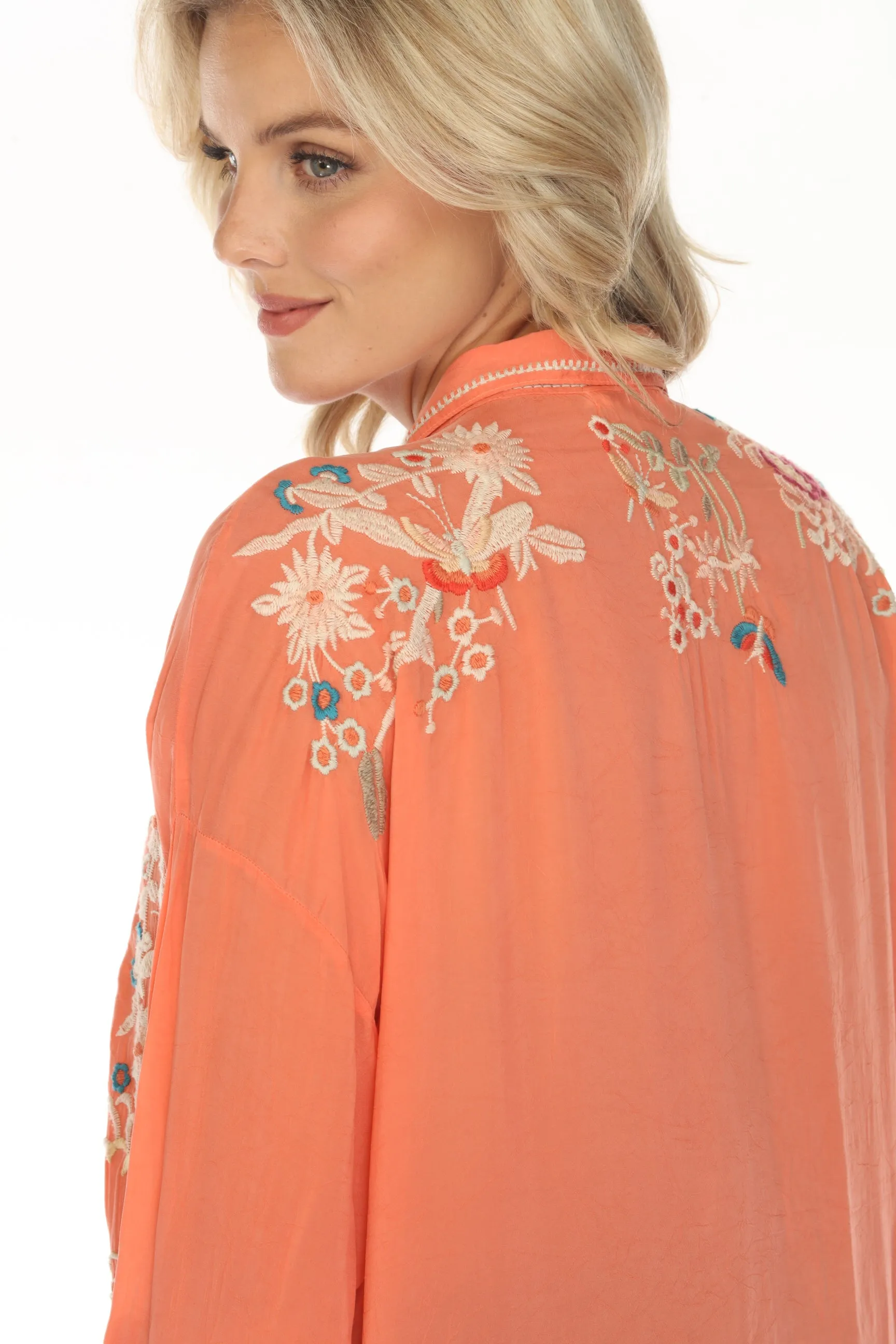 Johnny Was Adrina Embroidered Tunic Top C29024 Boho Chic