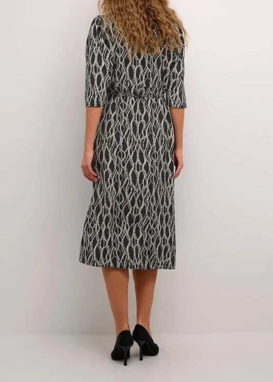 KADUNORA WRAP DRESS | BLACK/GREY GRAPHIC