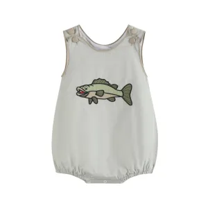 Khaki Green Fish Bubble Romper