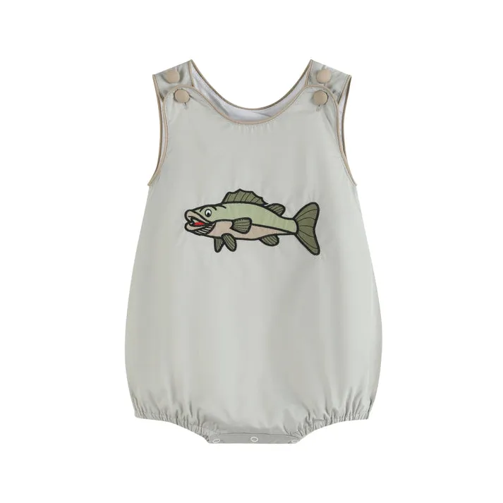 Khaki Green Fish Bubble Romper