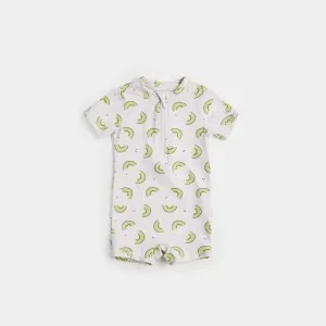 Kiwi Print On Crème Swim Romper | Petit Lem