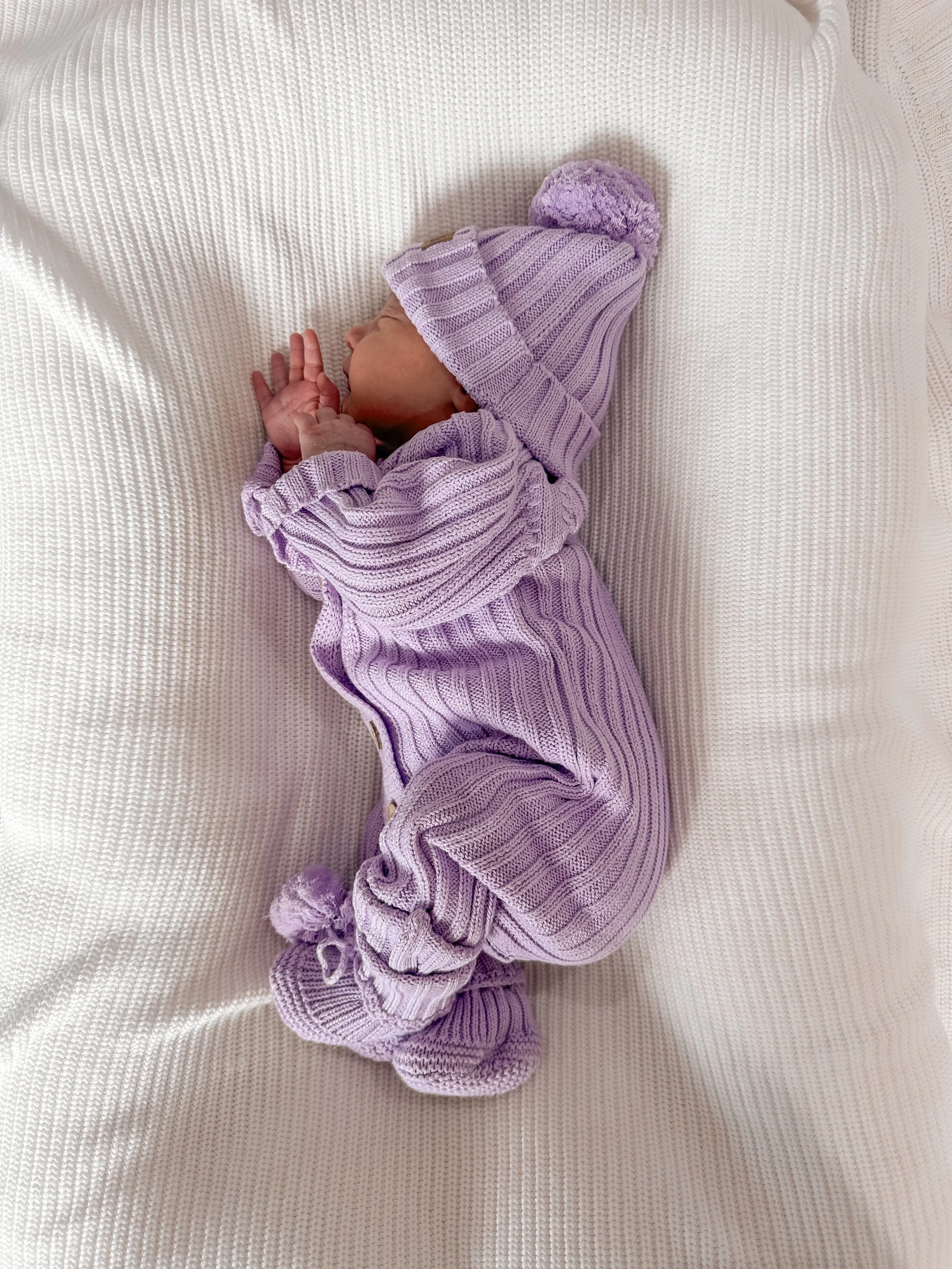 Knitted Newborn Romper Purple