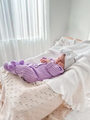 Knitted Newborn Romper Purple