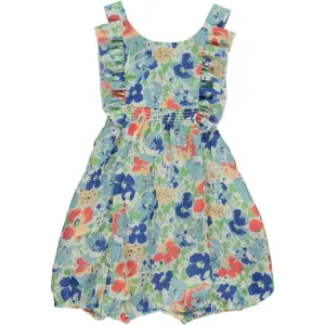 Kristin Shorty Romper: Coral Bouquet