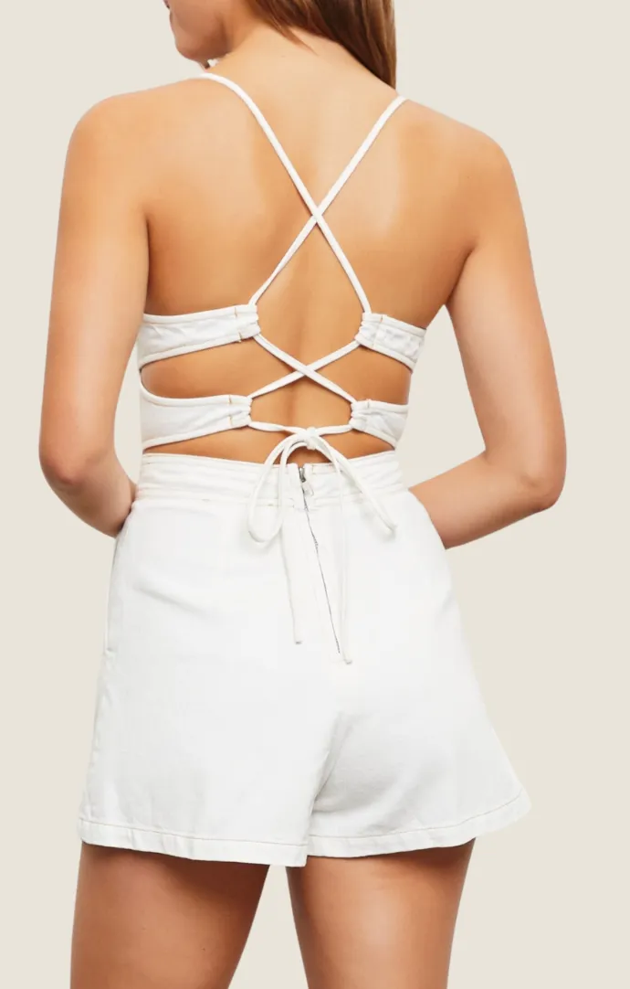 Laura White Bustier Romper