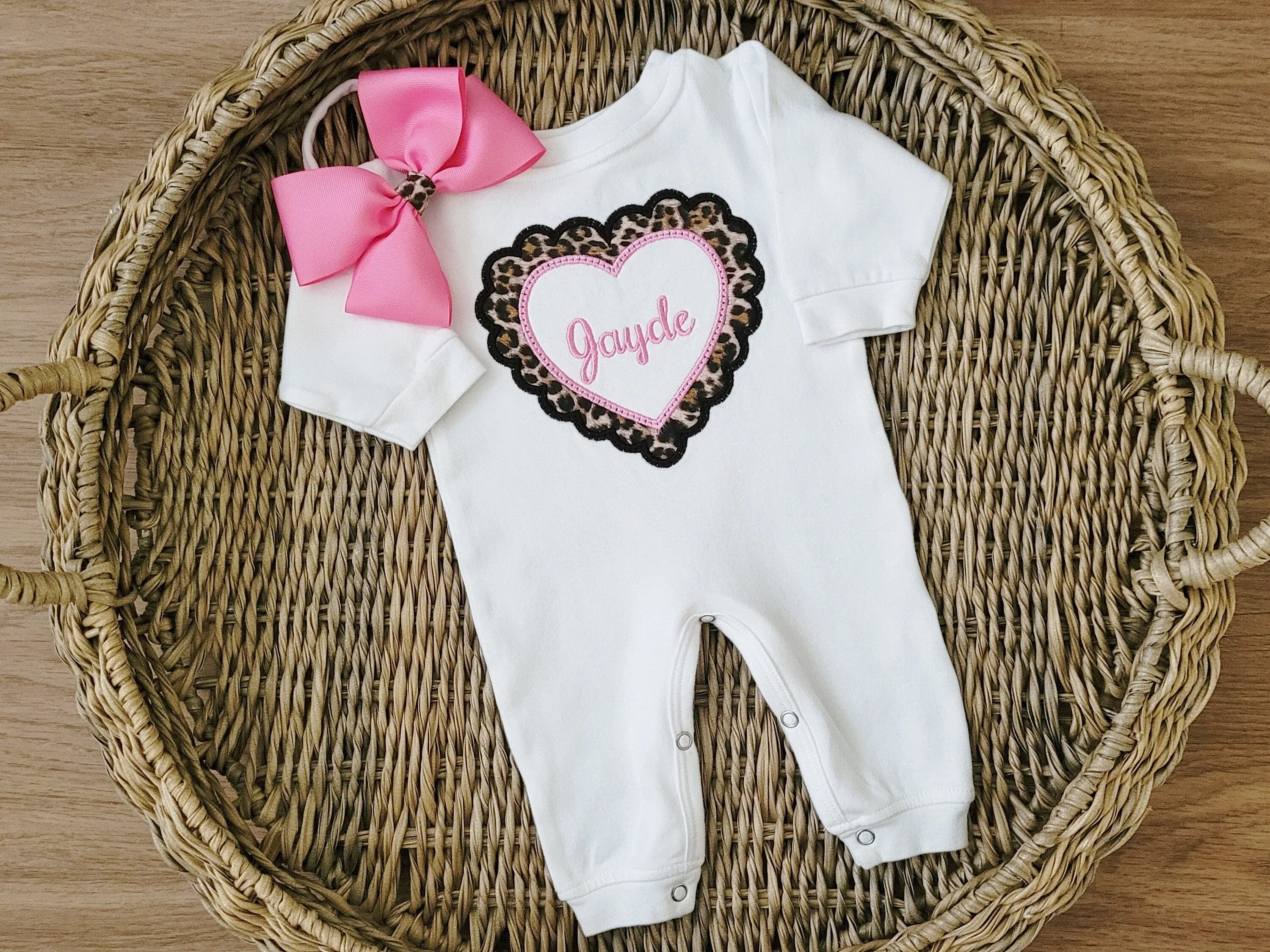 Leopard Heart Girl Sleeper Set