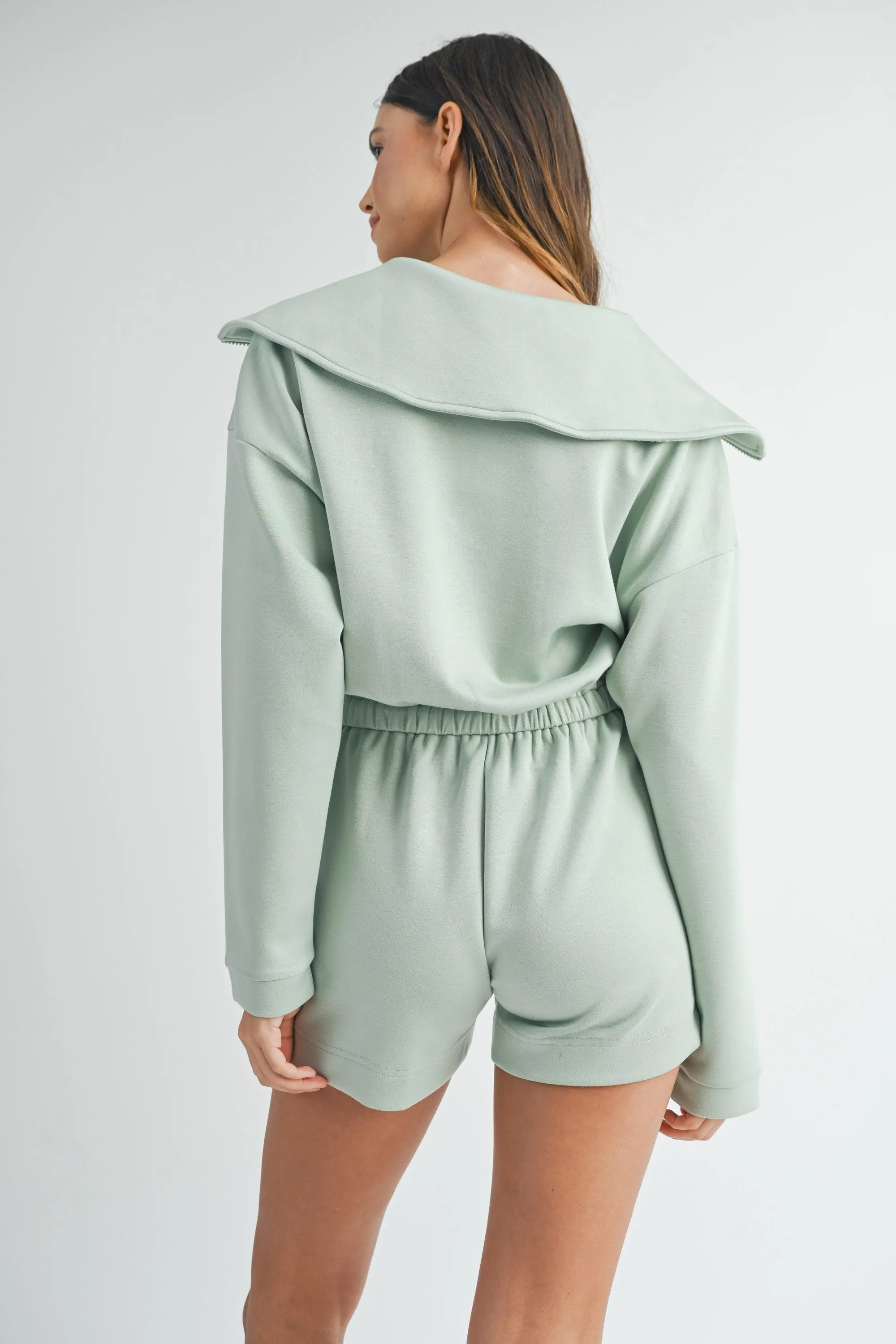 Lightweight Soft Scuba Zip Up Romper