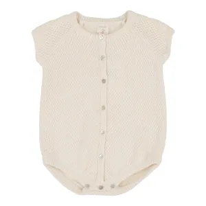 Lil Legs Knit Boys Romper-Natural Ivory