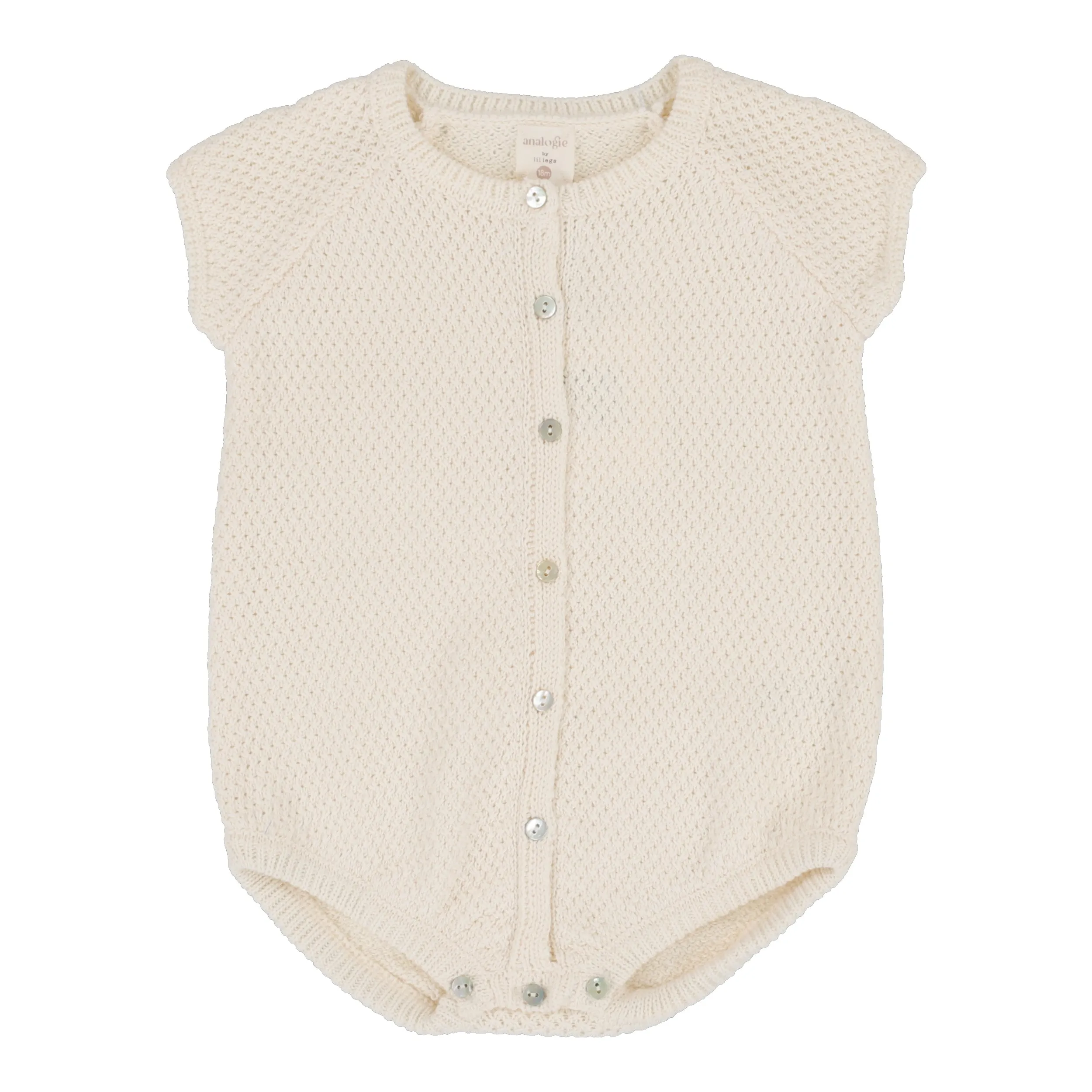 Lil Legs Knit Boys Romper-Natural Ivory