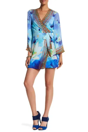 Lotus Azure Sleeve Short Wrap Dress