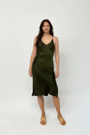 LOW BACK DRESS - DARK OLIVE