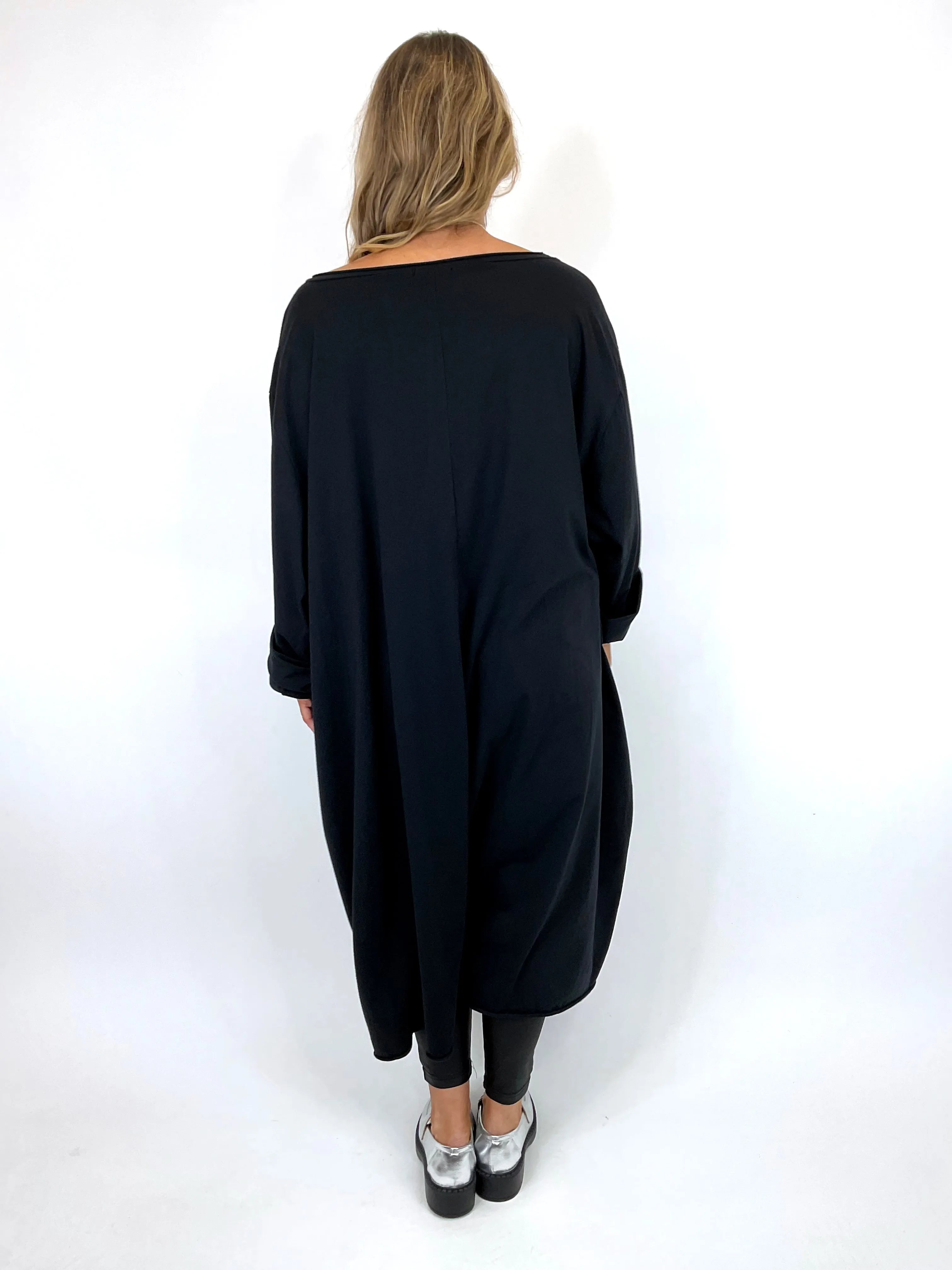 Made in Italy Lagenlook Clara Seam Tunic in Black. code 12075