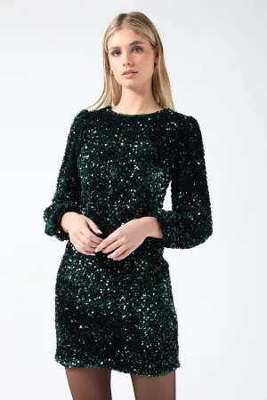 Marc Angelo Sequin Wrap Dress MA41103 GRN