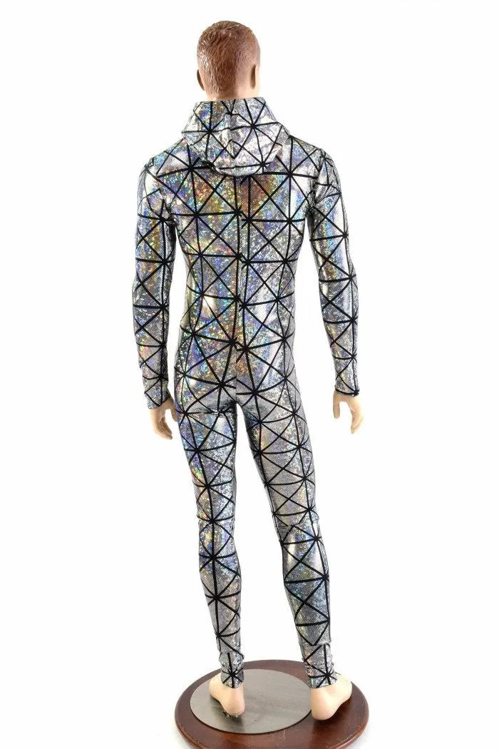 Mens Silver Cracked Tile Catsuit