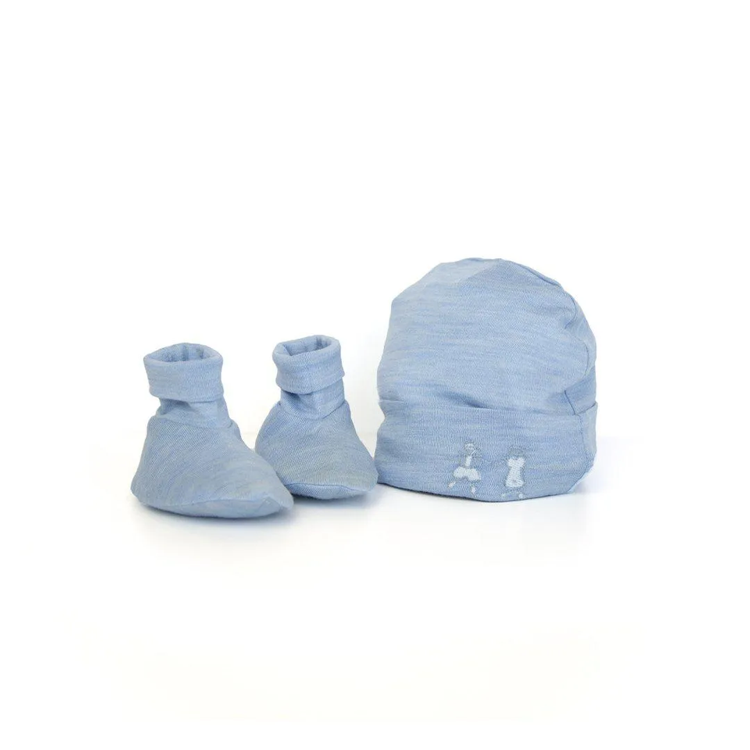 Merino Kids Cocooi Beanie   Bootie Set - Sky Blue