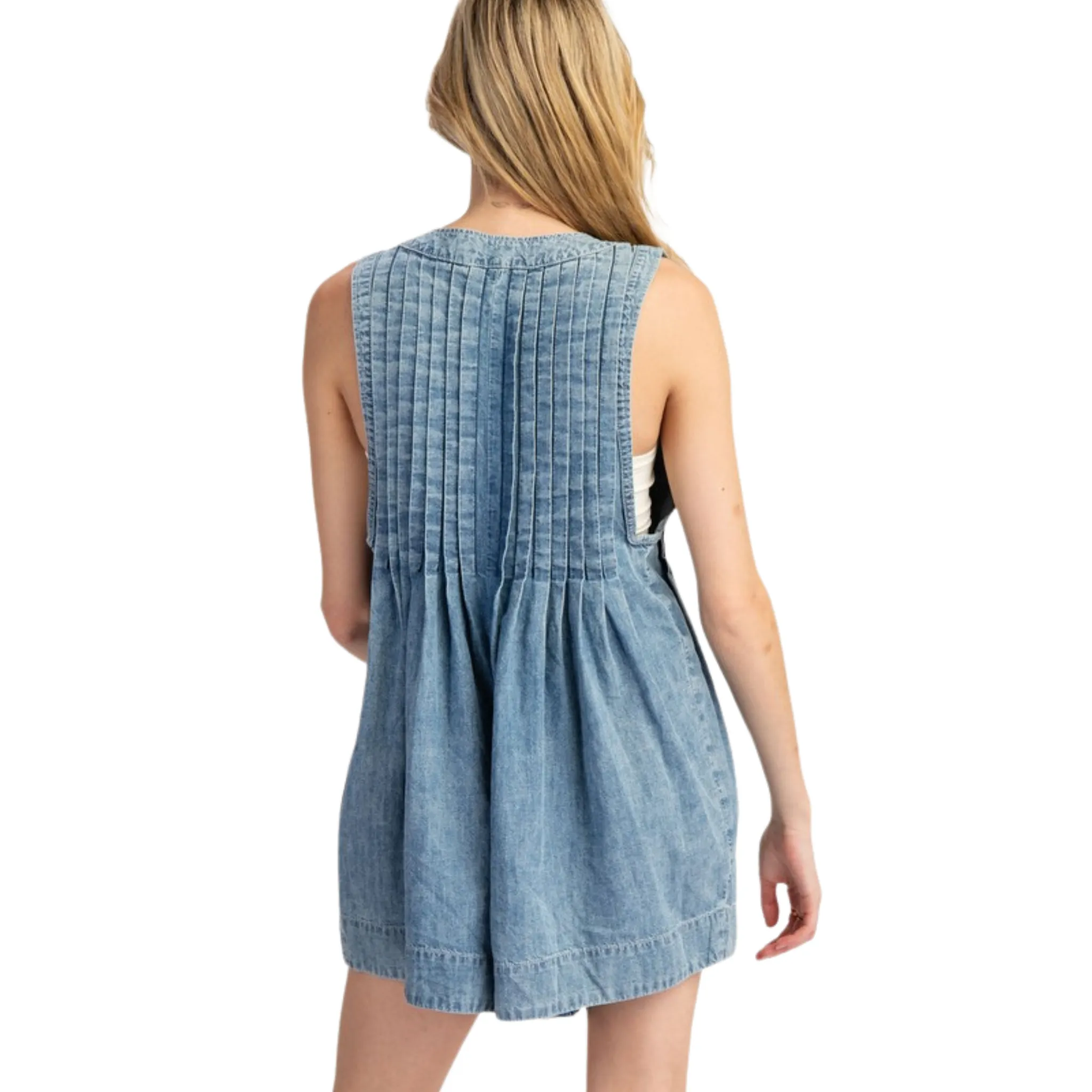 Mineral Wash Tie Waist Romper