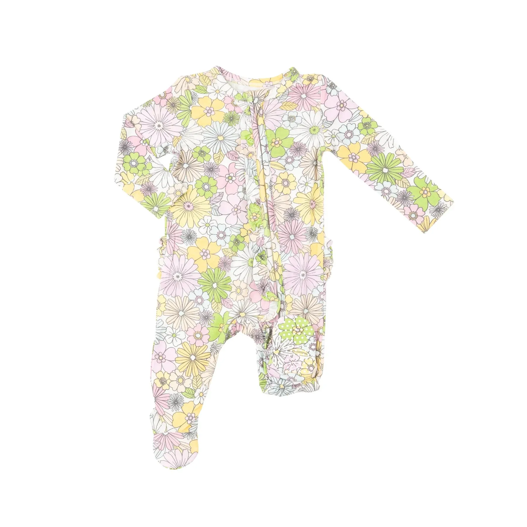 Mixed Retro Floral Zipper Footie