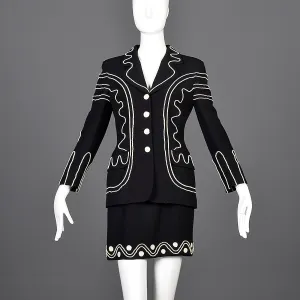 Moschino Cheap & Chic Skirt Suit with Rope Soutache Trim