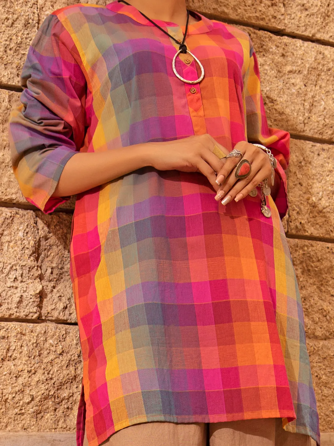 Multicolor Linen Tunic - ALCR-LK-1020