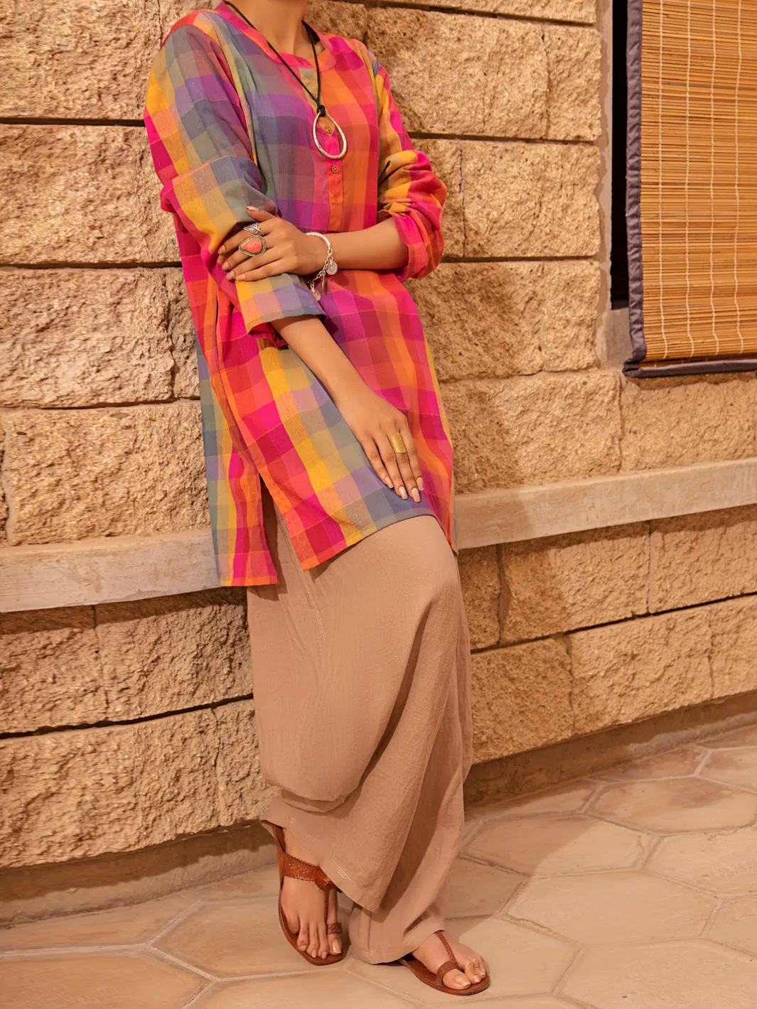 Multicolor Linen Tunic - ALCR-LK-1020