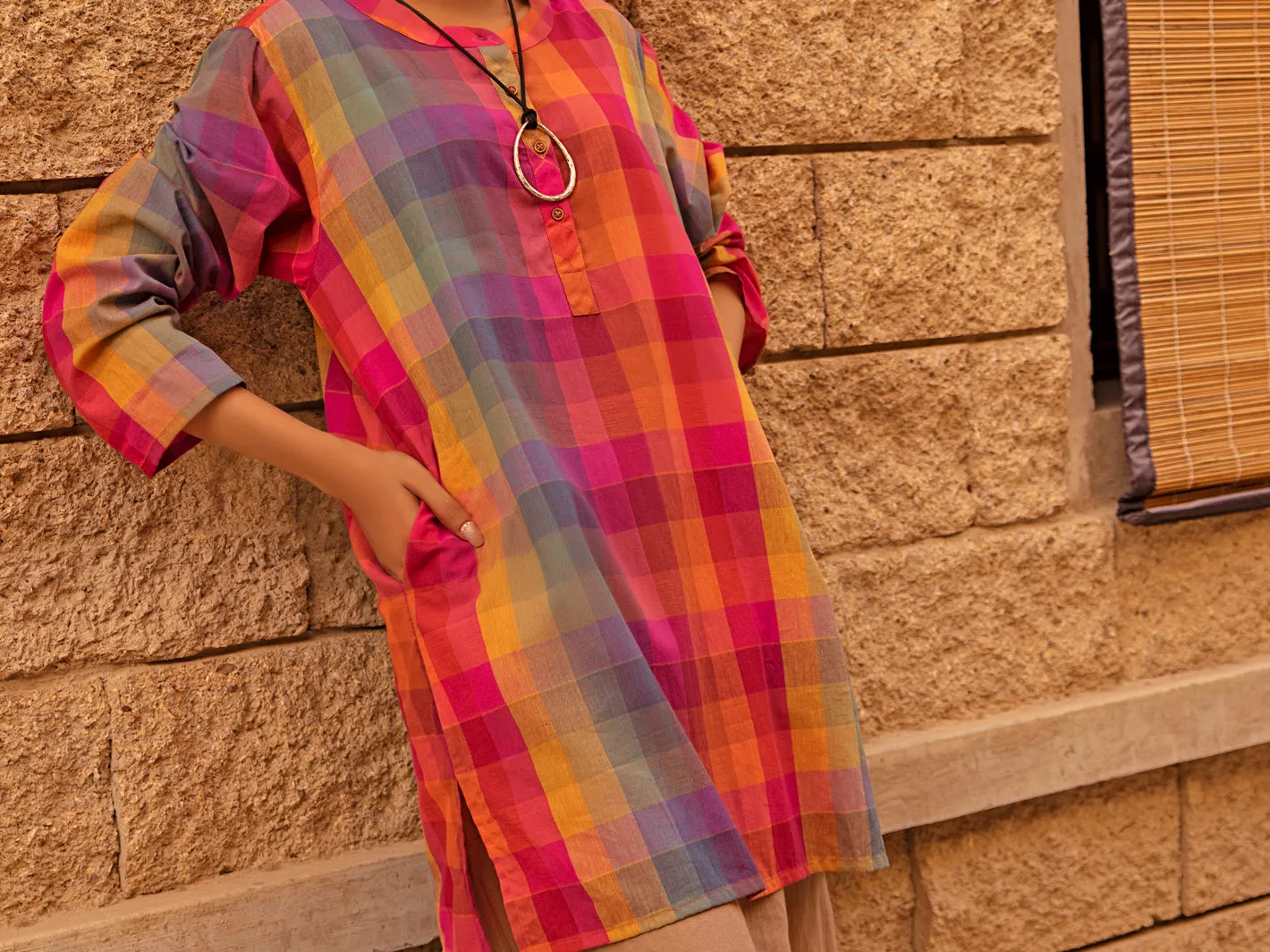 Multicolor Linen Tunic - ALCR-LK-1020