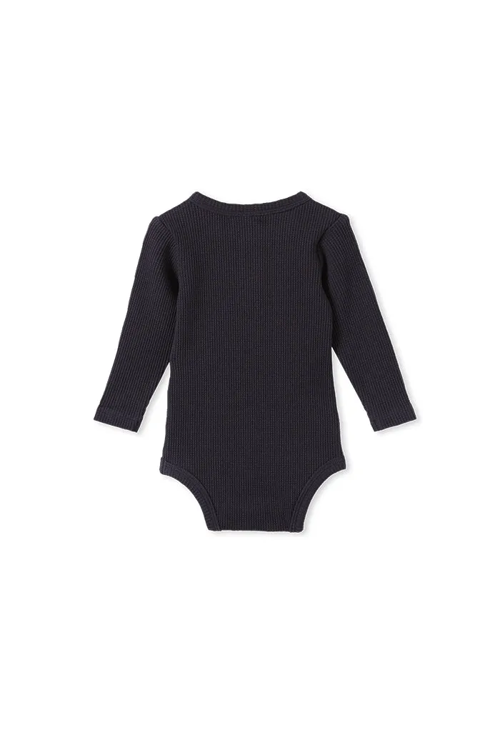 NAVY WAFFLE BUBBYSUIT