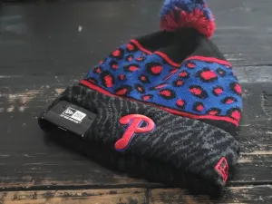 New Era Philadelphia Phillies Leopard Polar Blue/Black Cuff Beanie Hat OS