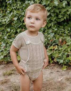 New In Rahigo Boys Camel & Cream Romper - Pre Order