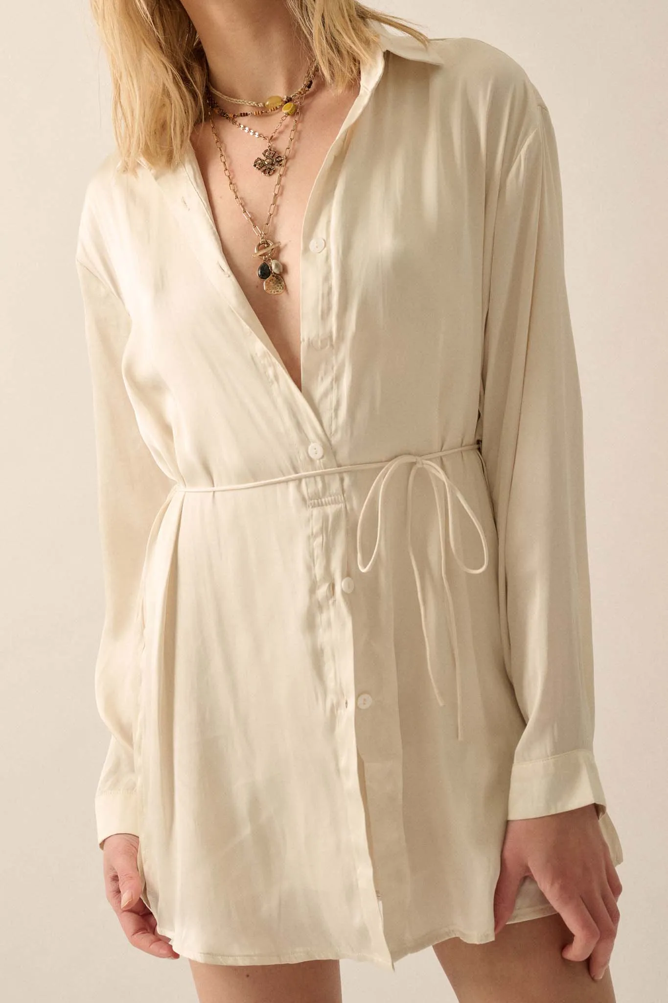 Nine to Five Matte Satin Button-Up Shirt Romper