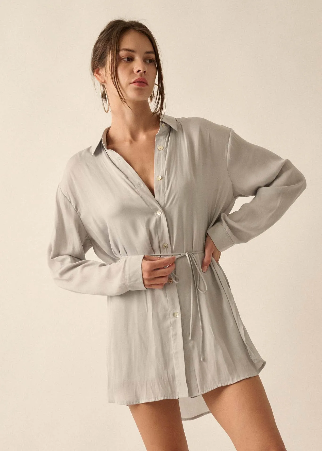 Nine to Five Matte Satin Button-Up Shirt Romper