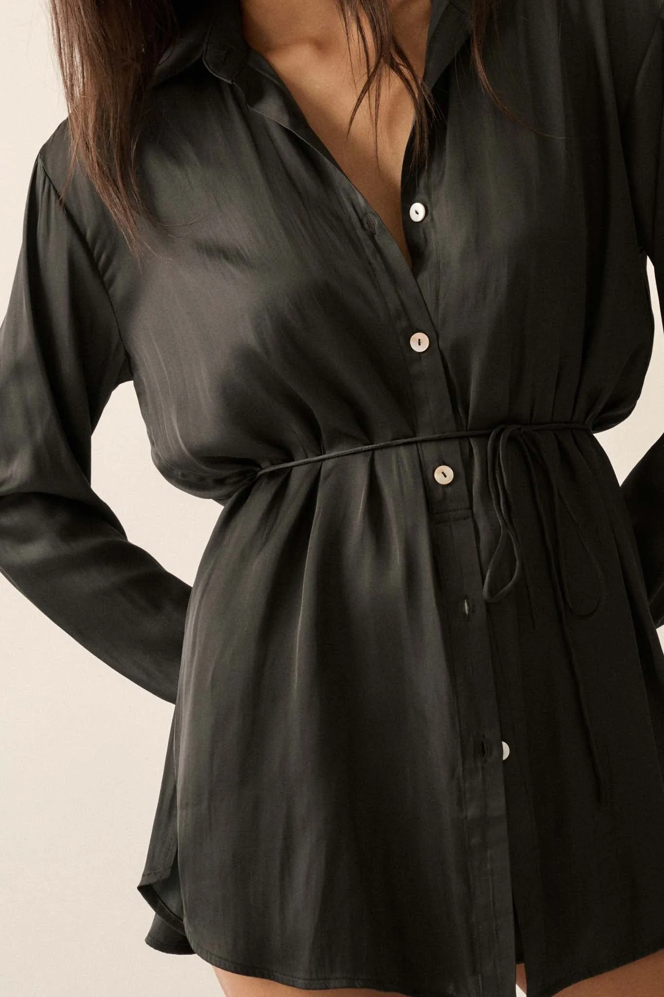 Nine to Five Matte Satin Button-Up Shirt Romper