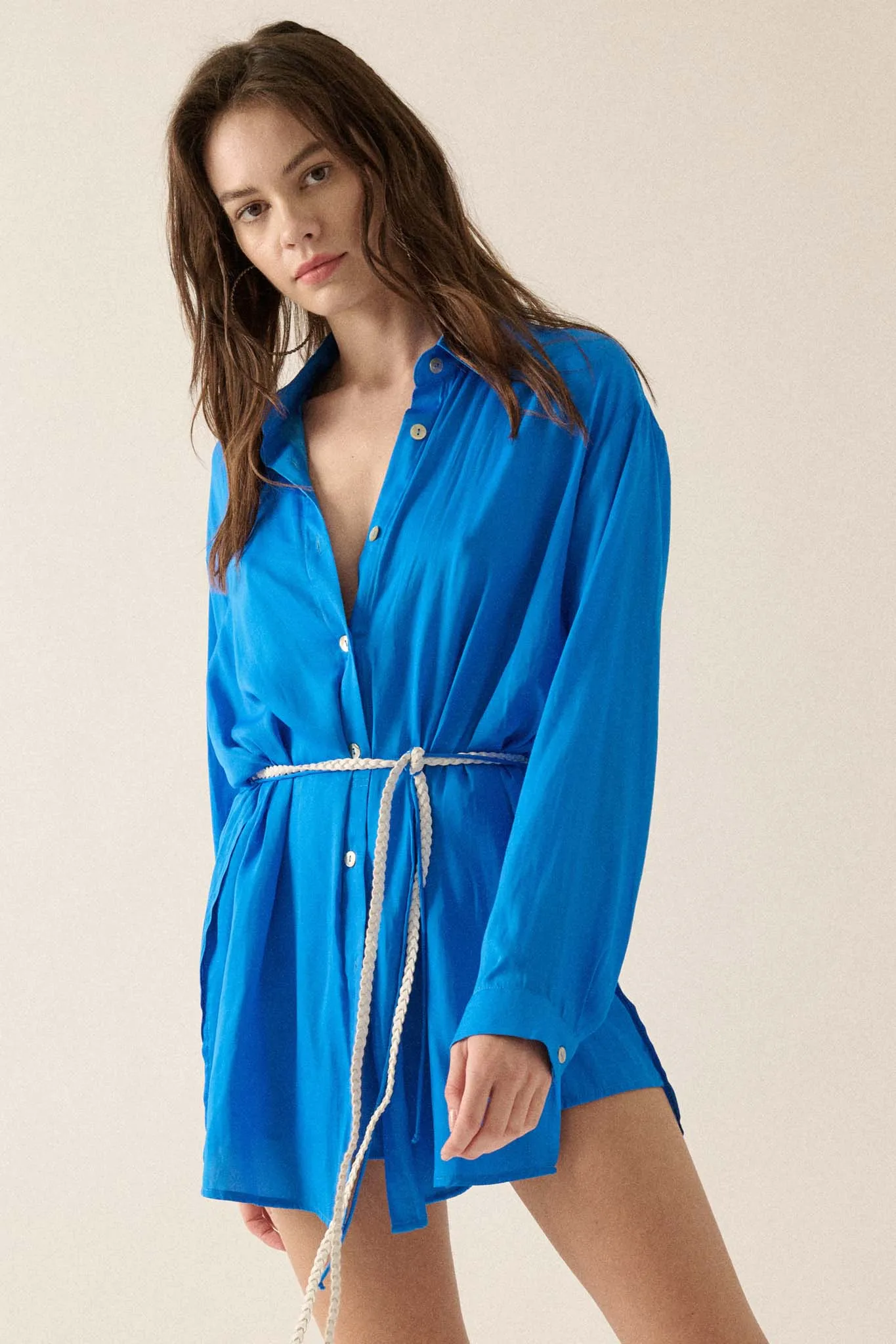 Nine to Five Matte Satin Button-Up Shirt Romper