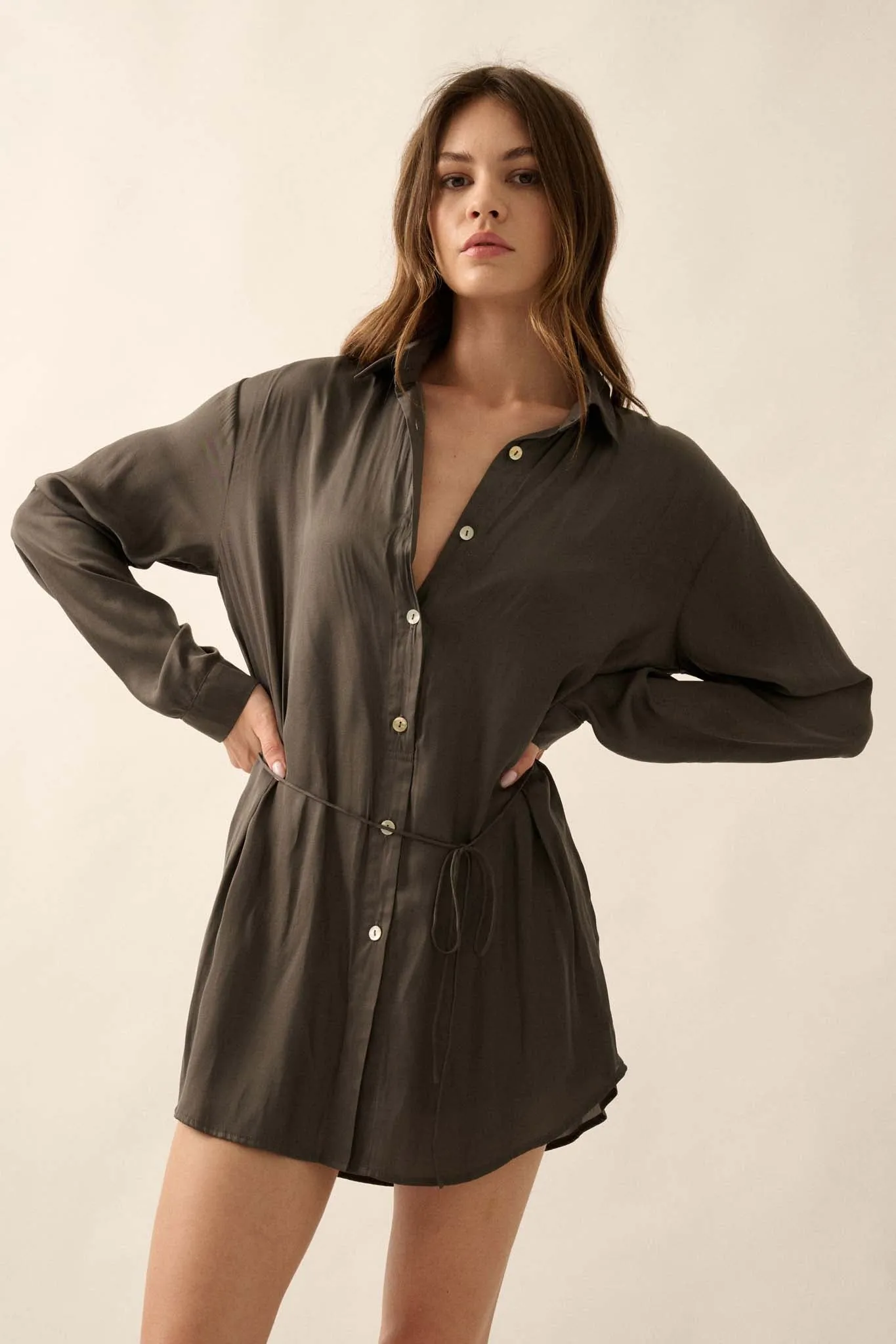 Nine to Five Matte Satin Button-Up Shirt Romper