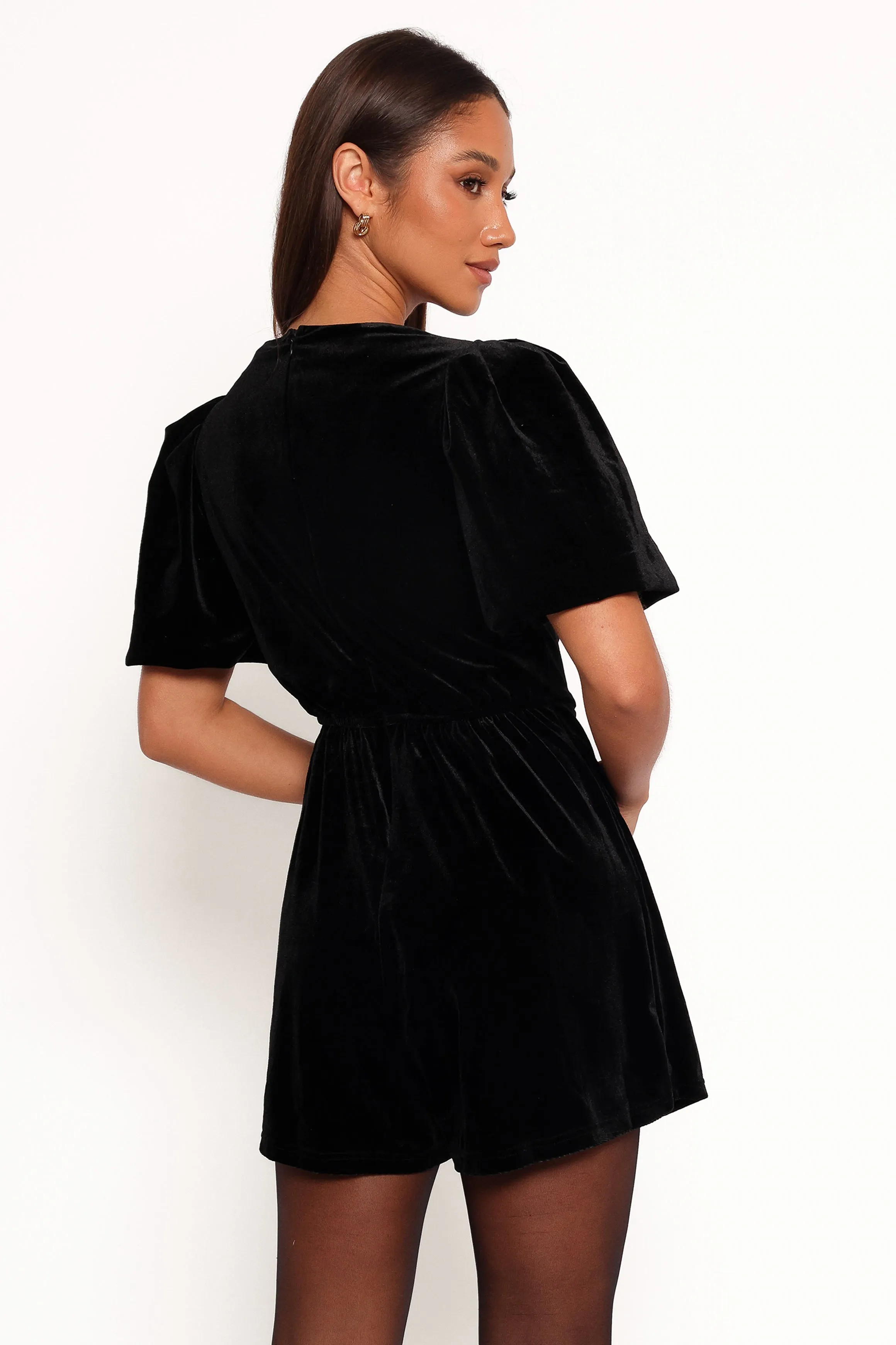 Norah Velvet Romper - Black