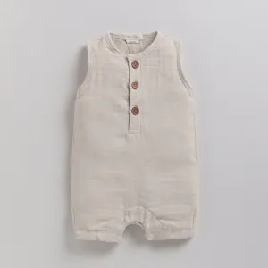 Oatmeal Organic Muslin Half Romper