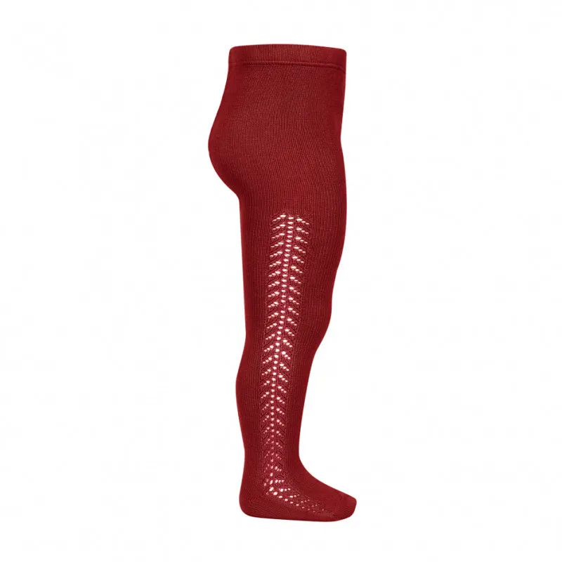 Openwork Side Warm Tights Ruby