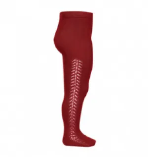 Openwork Side Warm Tights Ruby