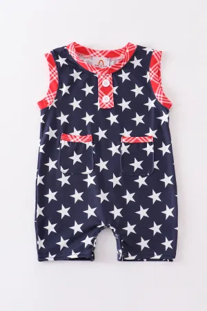 Patriotic star print boy romper