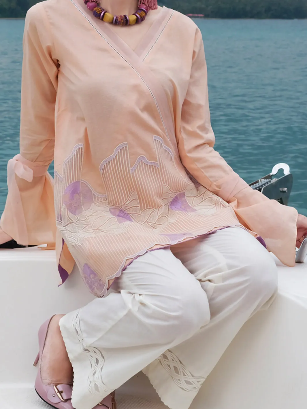 Peach Lawn Tunic - LK-657