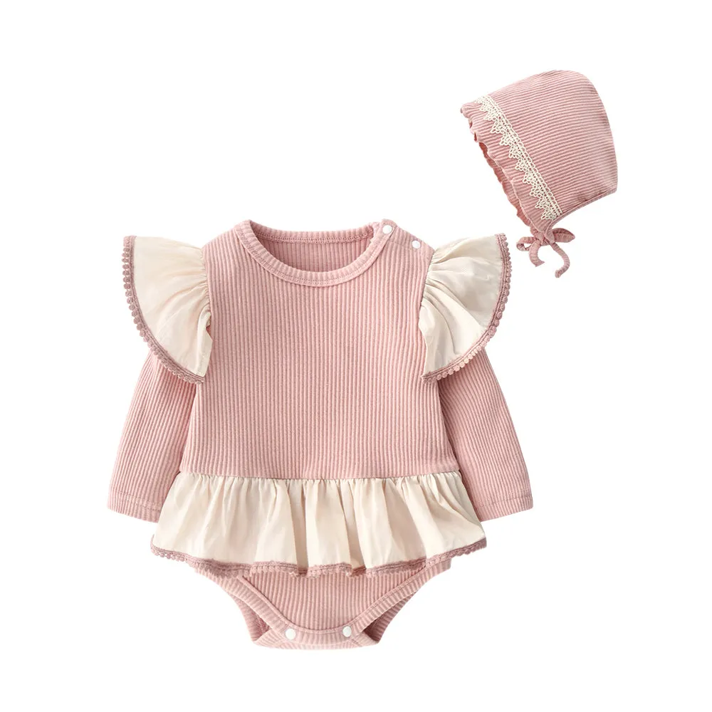 Peplum Ruffle Romper & Bonnet Set