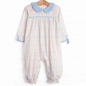 Perfect Day Plaid Romper, Blue