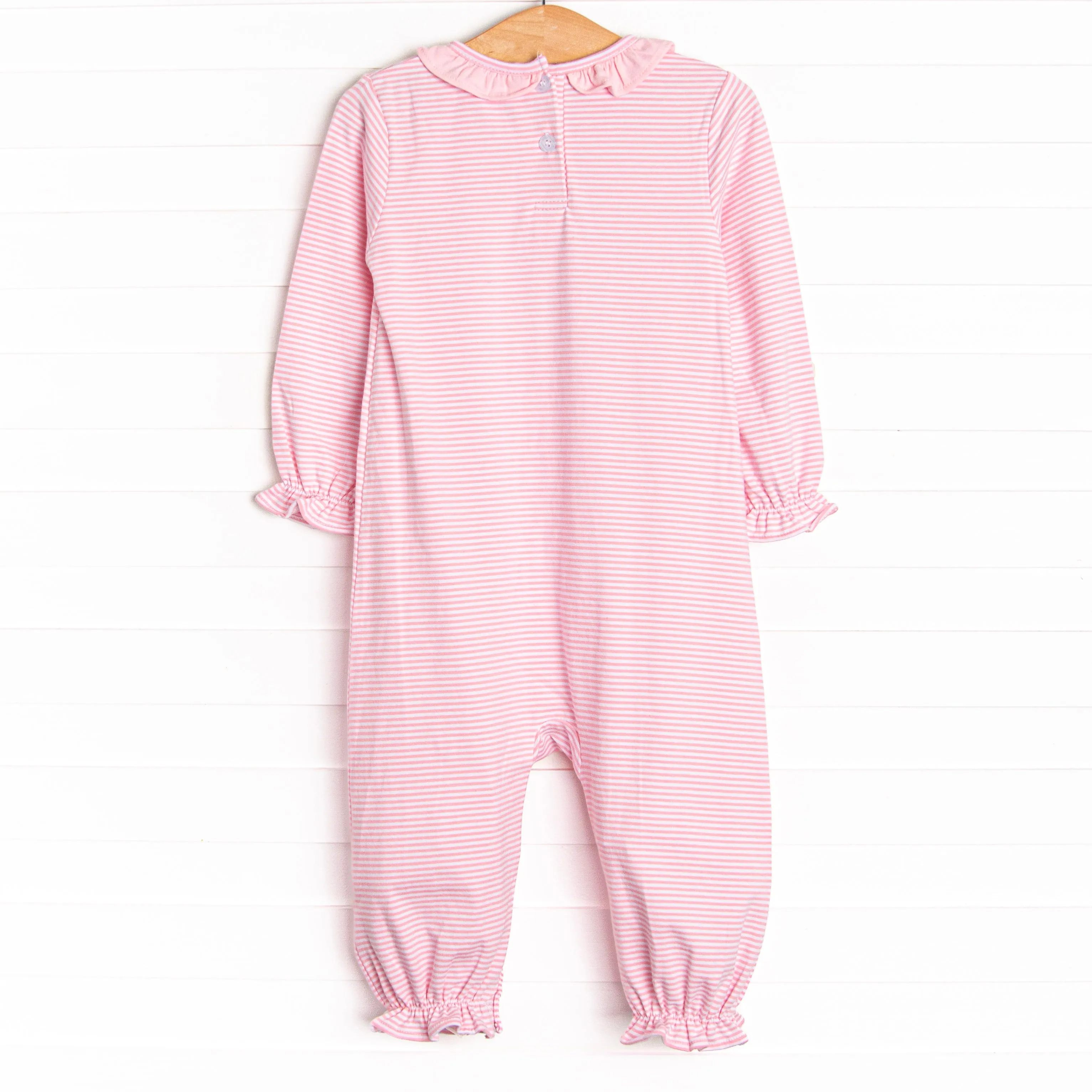 Perfect Pal Applique Romper, Pink Stripe