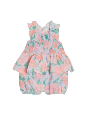 Picnic Florals Blue Baby Romper