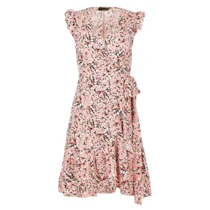 Pink Floral Wrap Dress