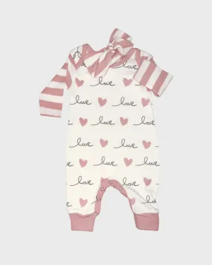 Pink Love Hearts Romper 2pc