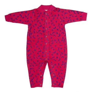 Pink with Moon and Stars Baby Romper One-Piece 100% Cotton Batik Jersey