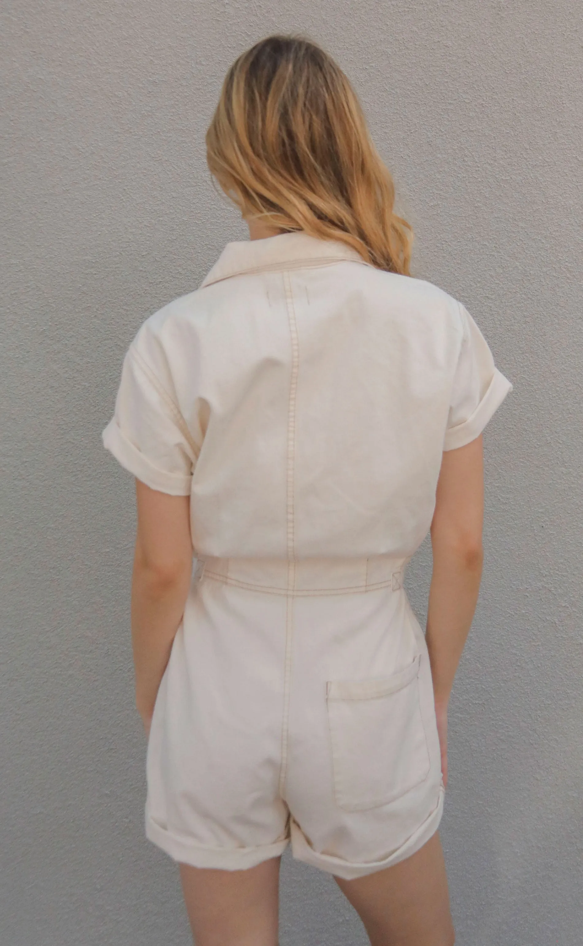 pistola: parker short sleeve romper - ecru